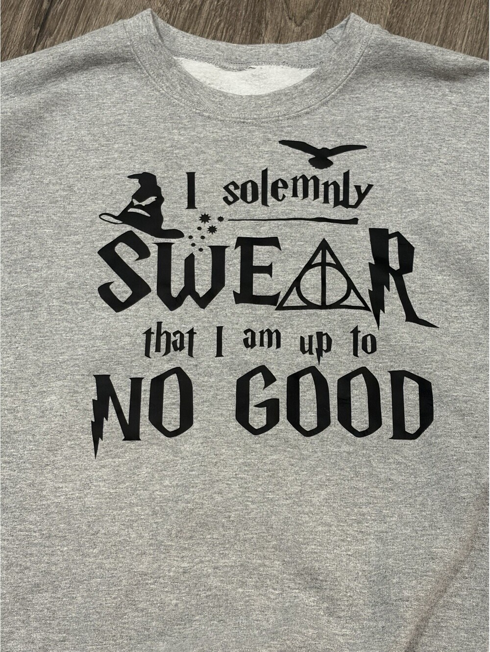 Hogwarts Solemnly Swear Harry Potter Gray Crew Neck Sweatshirt Women's Large